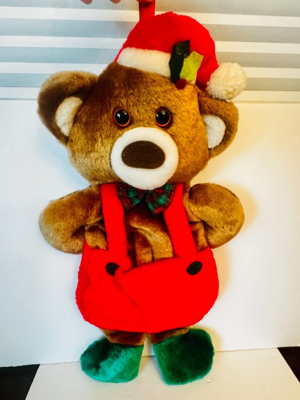 Vtg 1980s Rennoc 21" Santa's Best 3D Teddy Bear Christmas Stocking Double Pocket